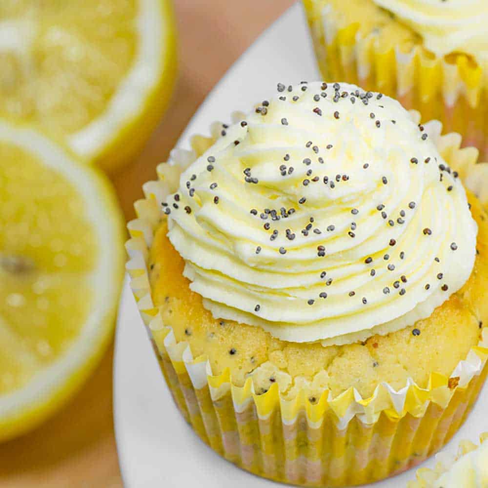 Keto lemon poppyseed muffins on a plate