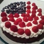 foruth of july berry cheesecake on a plate