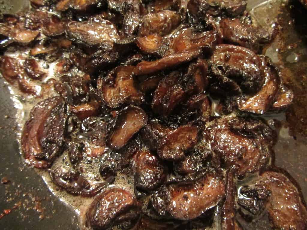 sauteed balsamic mushrooms in a pan