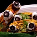 Eyeball tacos on a plate