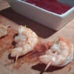 shrimp ears on a cutting board