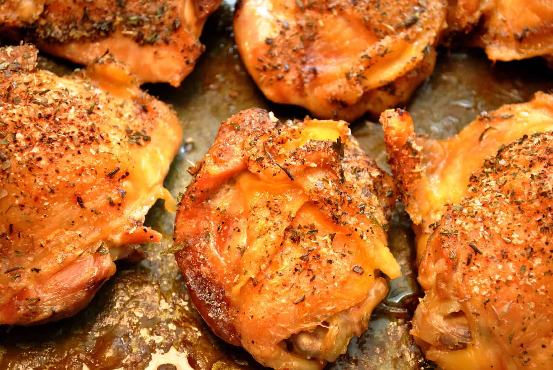 Roasted Chicken Thighs on a roasting pan
