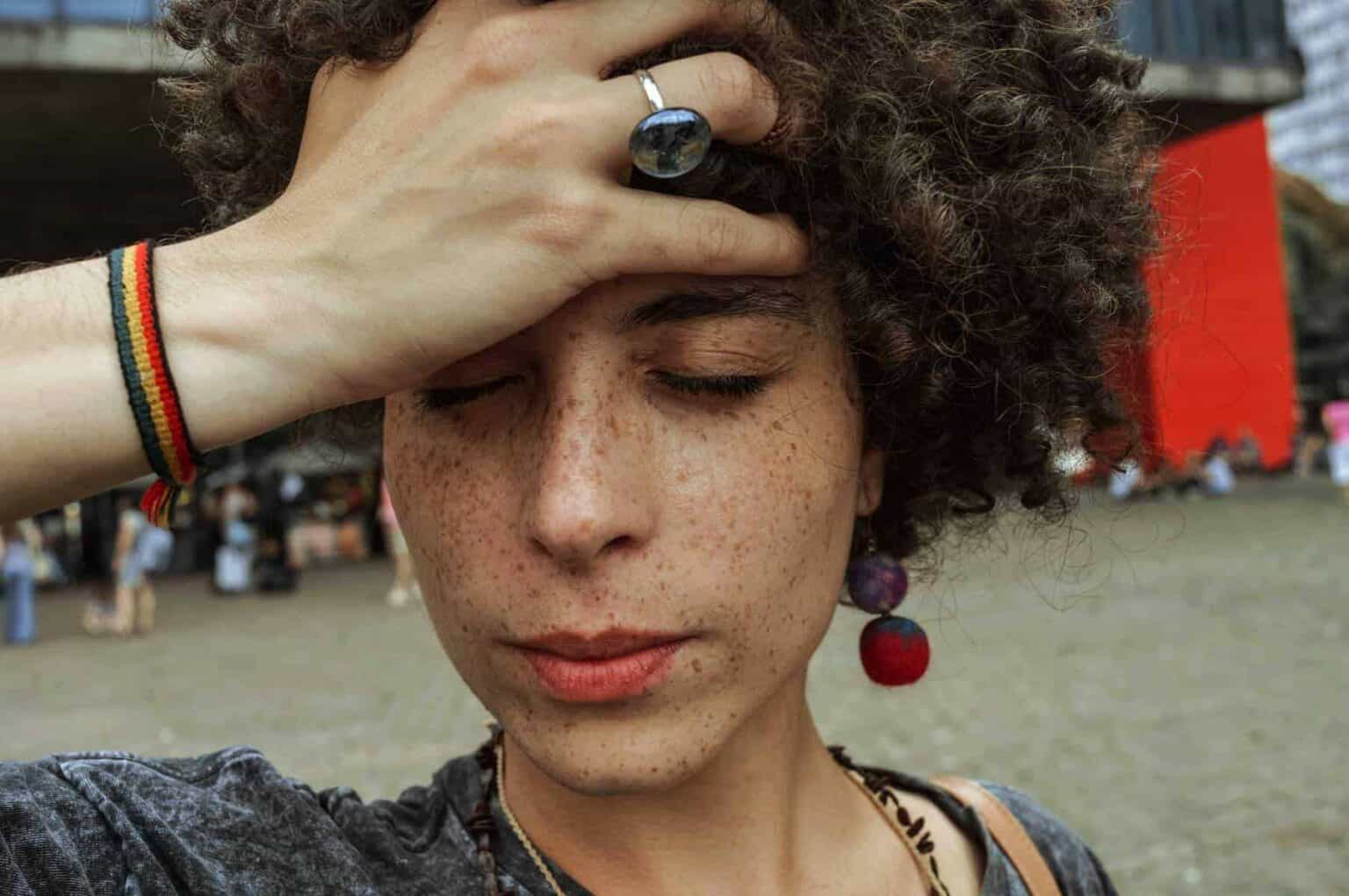 woman with migraine headache