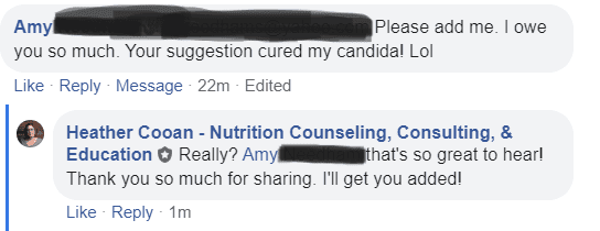 Facebook Post Amy Cleared Candida Oral, Anal, Vaginal