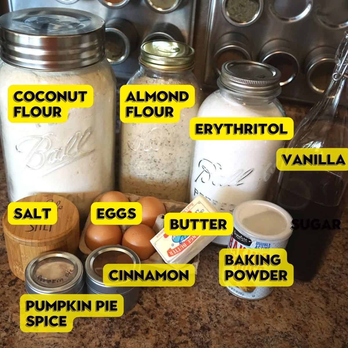 Keto Pumpkin Spice Muffin Ingredients
