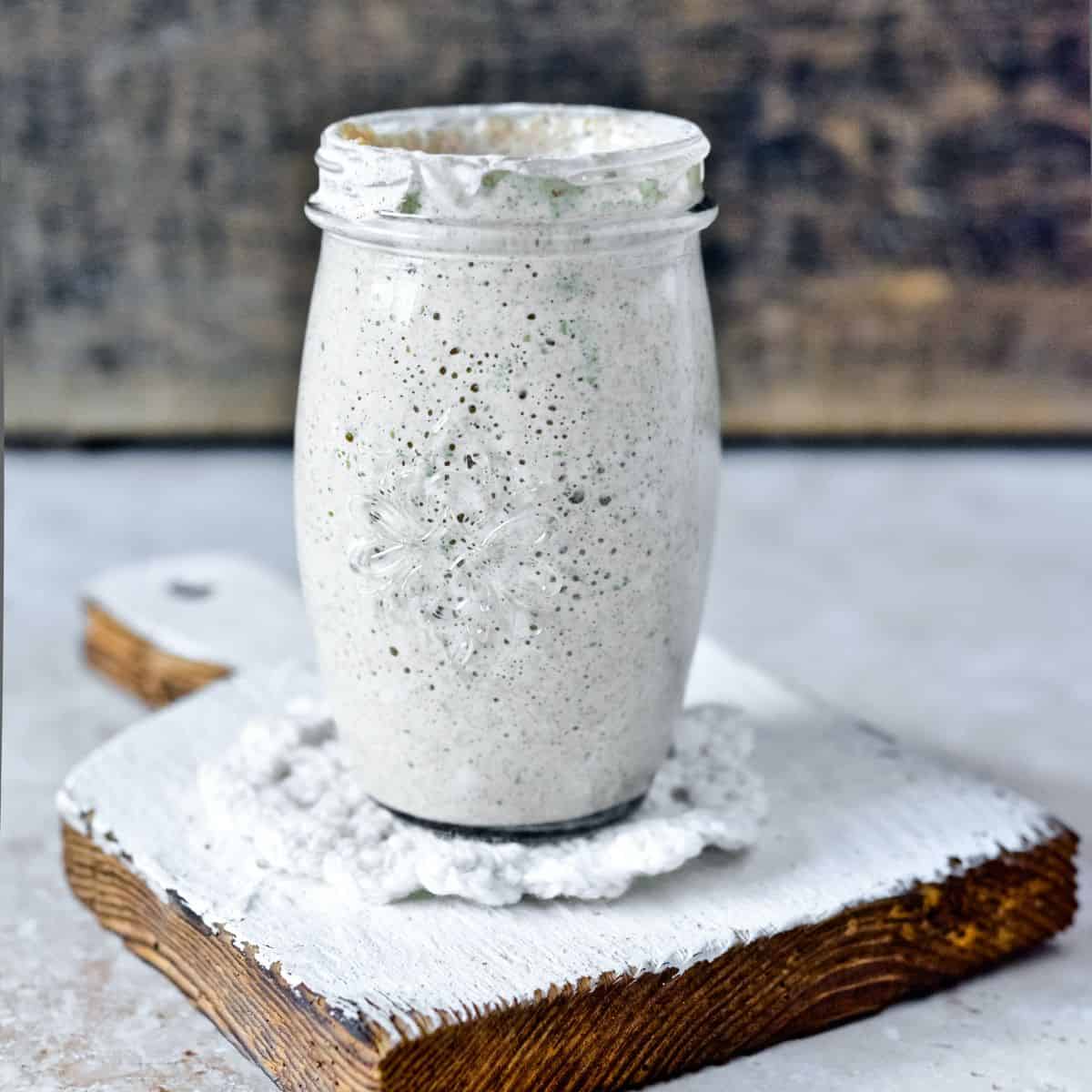 sourdough starter on cutting board