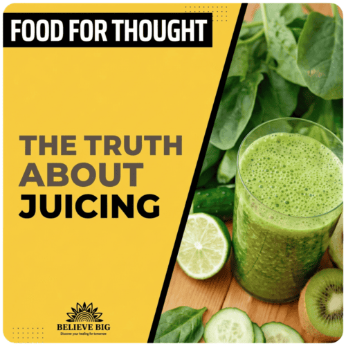 Juicing green vegetables and fruits for health and wellness.